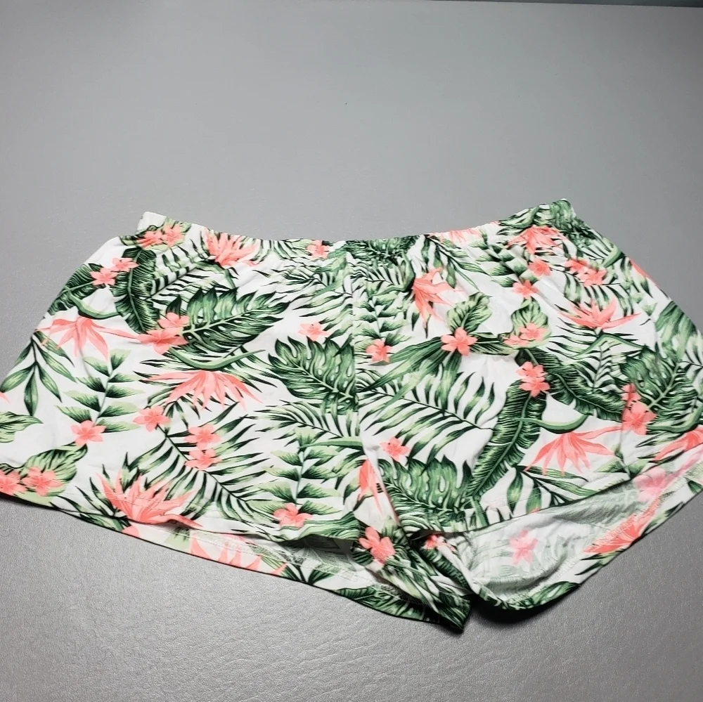 unbranded leaf and flower print pajama lounge shorts women's plus size 3X